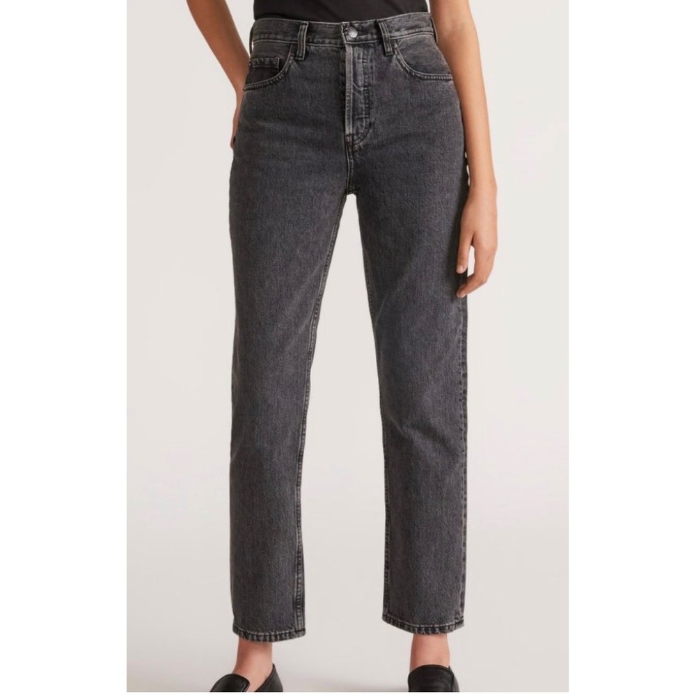 Everlane Curvy 90s Cheeky Straight Jeans Washed Black Organic Cotton 26 Ankle